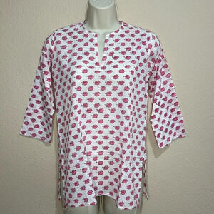 ROBERTA ROLLER RABBIT Pink Elephant Cotton Blouse, Size 6, NWT